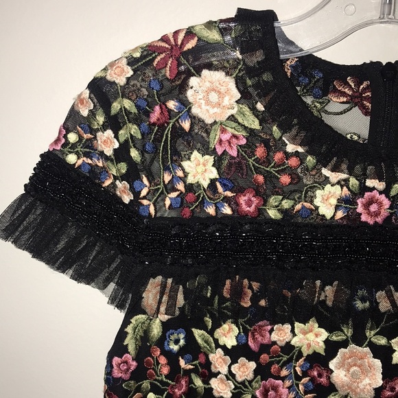 SEEN ON DISNEY'S ANDI MACK! ASOS Embroidered Floral sheer mesh top. Womens XXS - Picture 4 of 9
